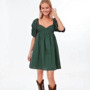 Hyacinth House Dress Womens Large Green Emerald Balloon Sleeve